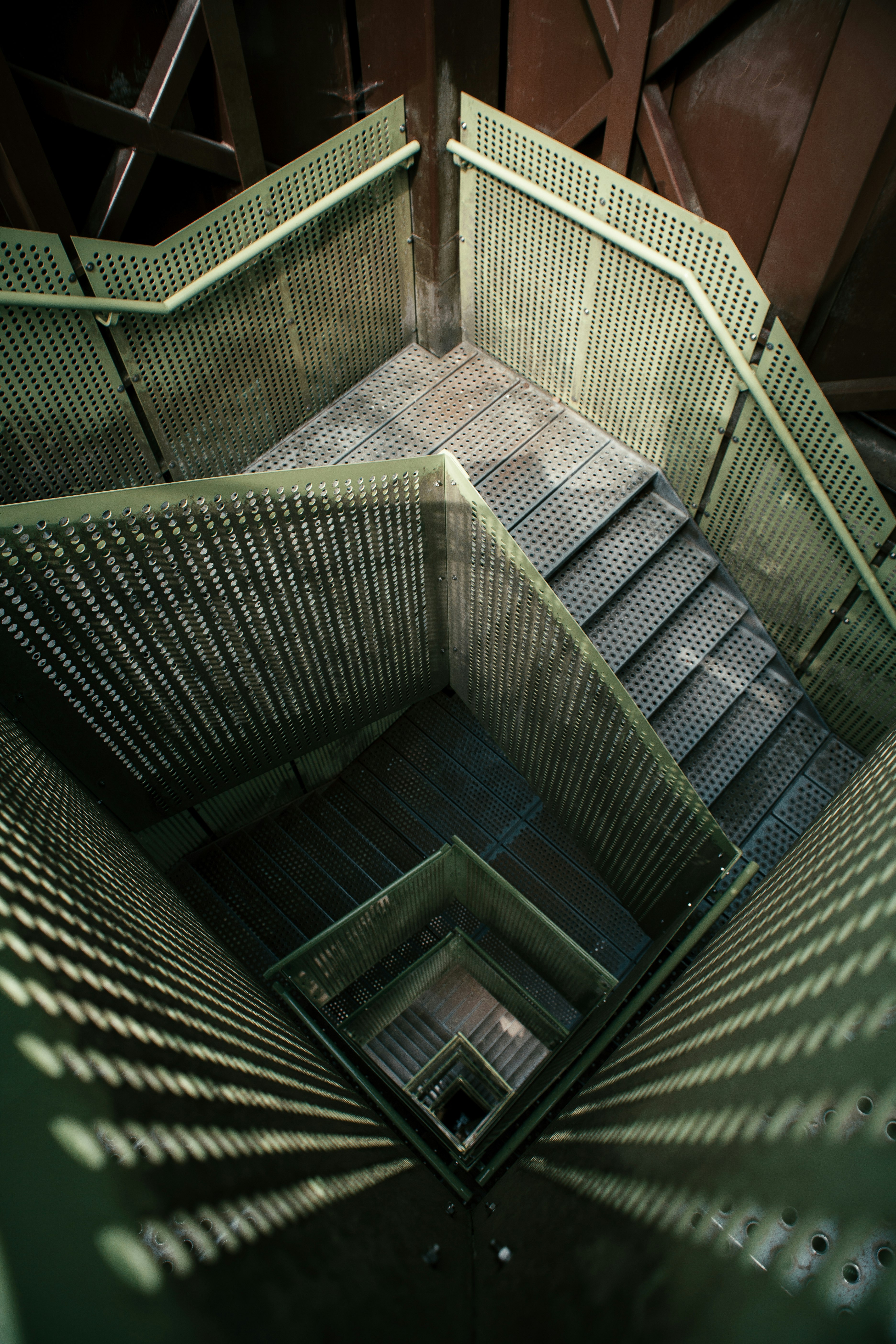 green and white concrete staircase